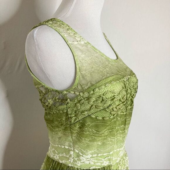 Betsey Johnson Green Ombré Floral Lace Sleeveless Dress Small - Picture 4 of 8